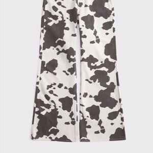 Abercrombie & Fitch Cream and Brown Baggy Boot Pants cow print